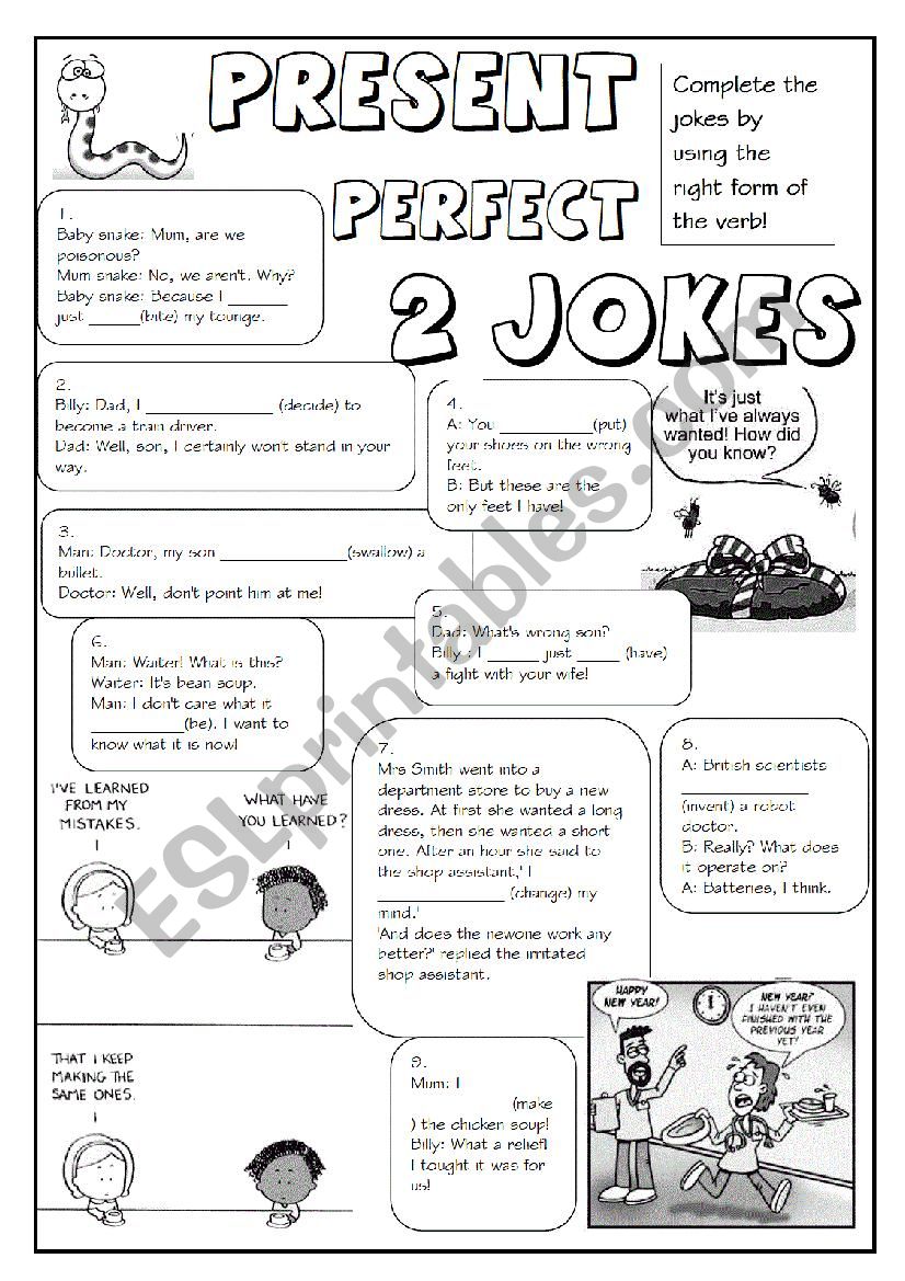 GRAMMAR JOKES (tenses 7/7) worksheet