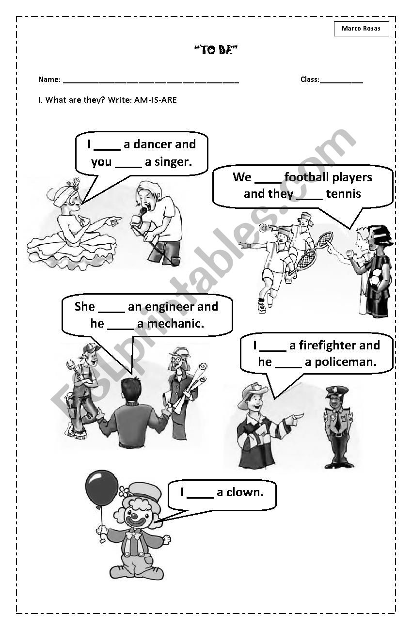 Verb TO BE for children worksheet