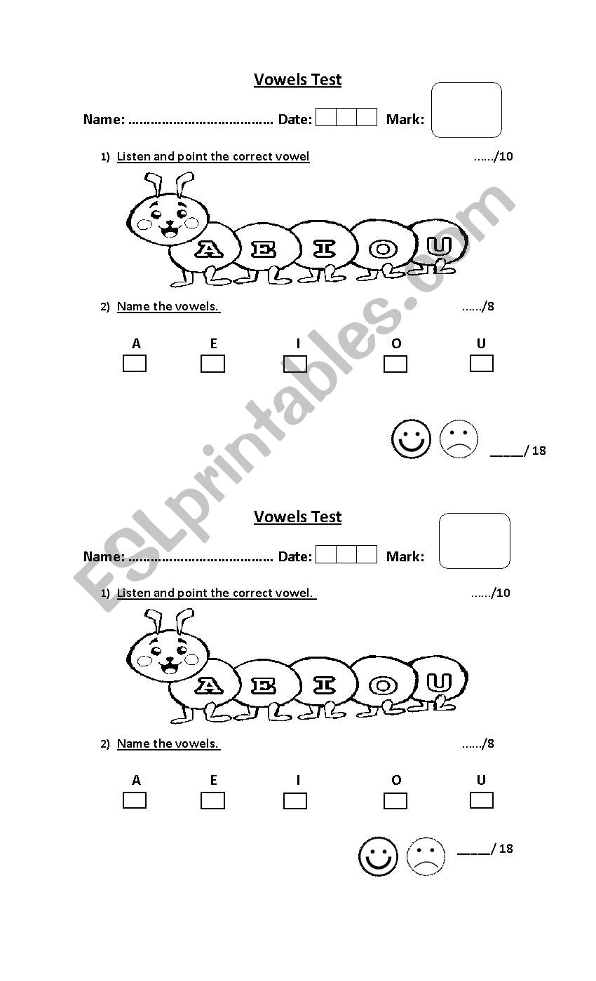 Vowels worksheet