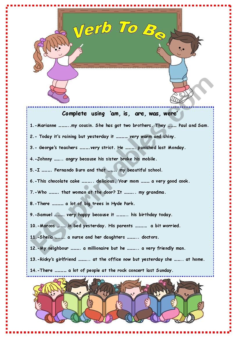 VERB TO BE worksheet