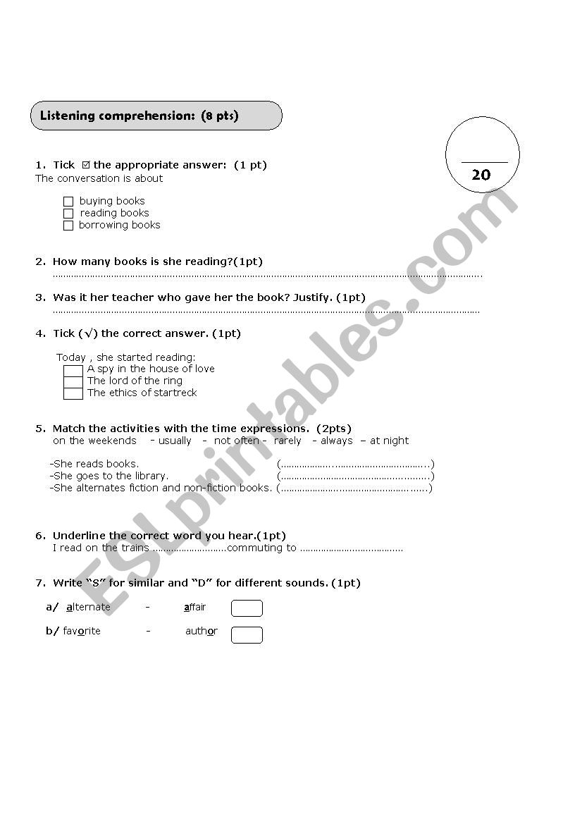 2nd form test2014 worksheet