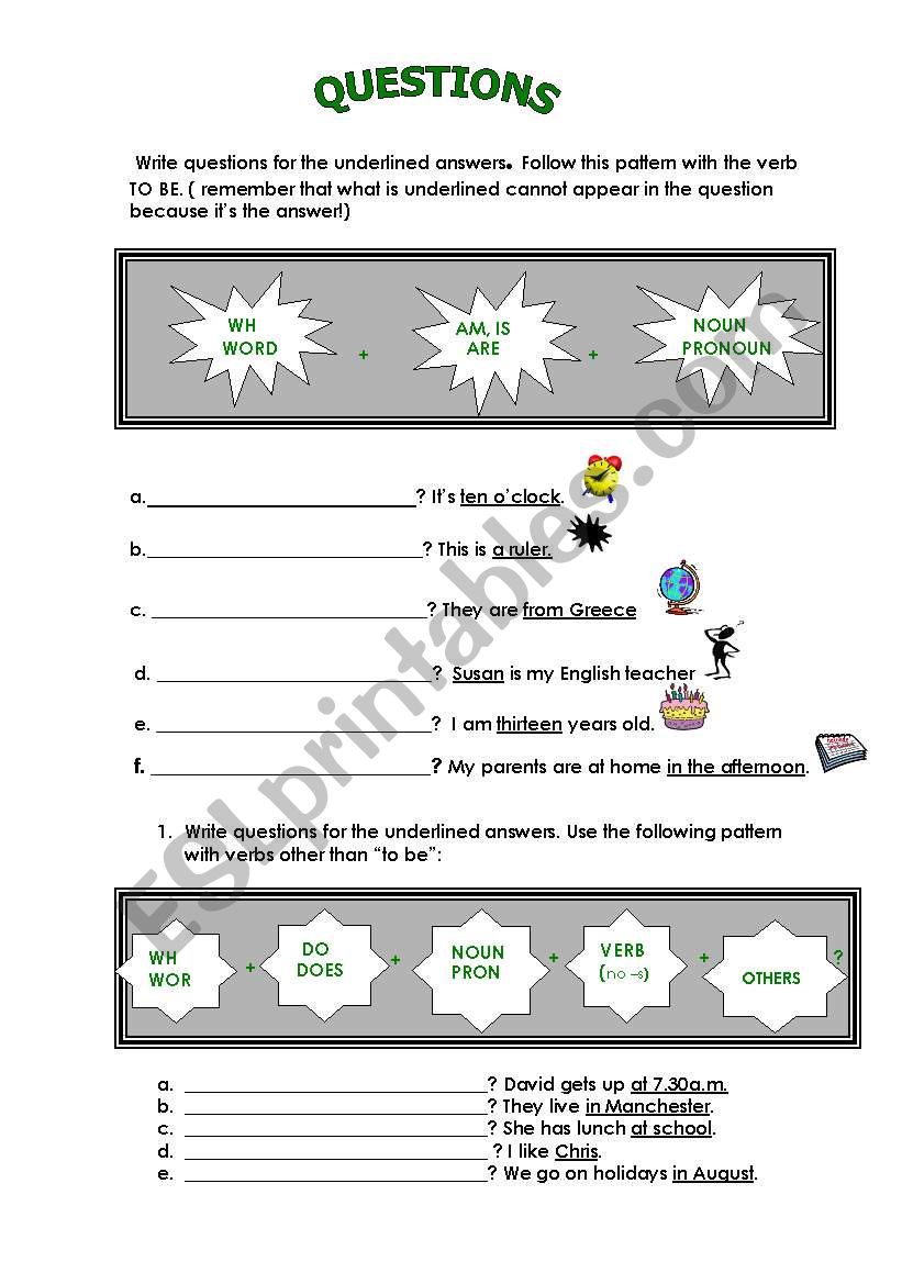 QUESTIONS worksheet