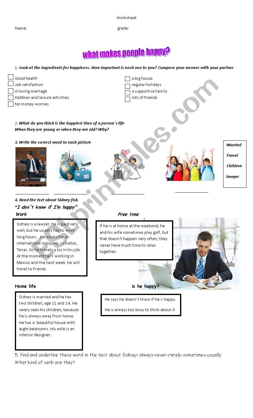 frecuency adverbs  worksheet