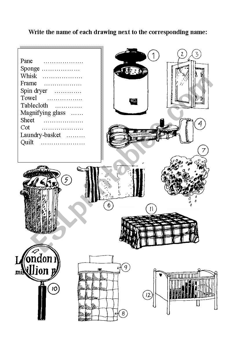 indoor  things worksheet