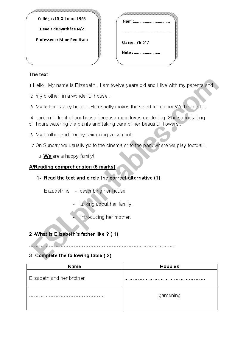 mid term test n 3 worksheet