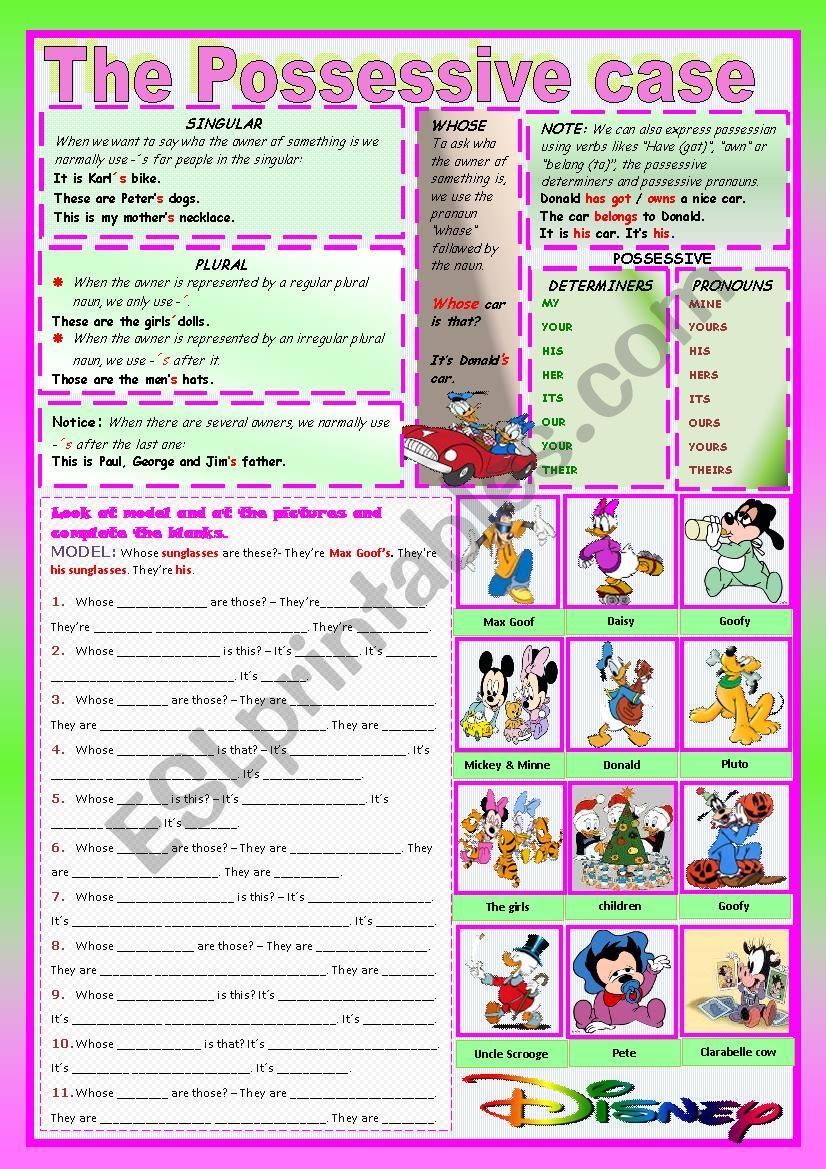 POSSESSIVE CASE worksheet