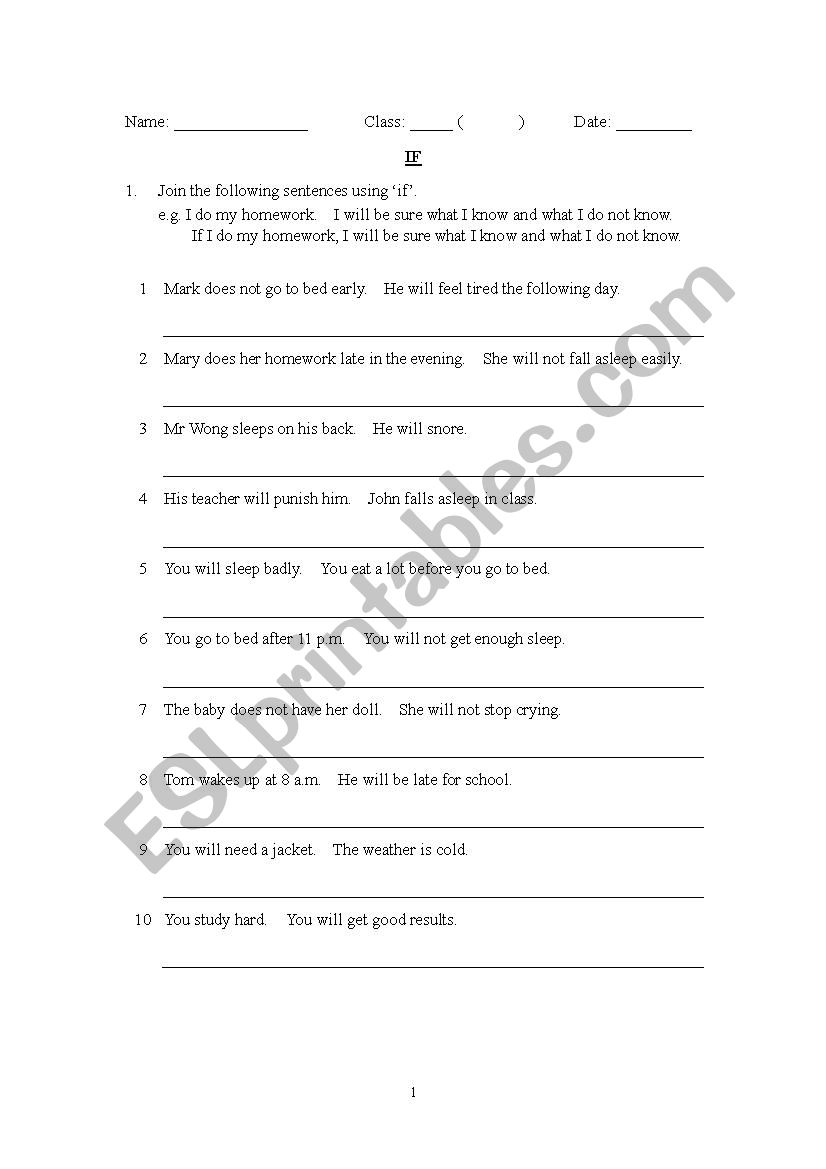 If-clause worksheet