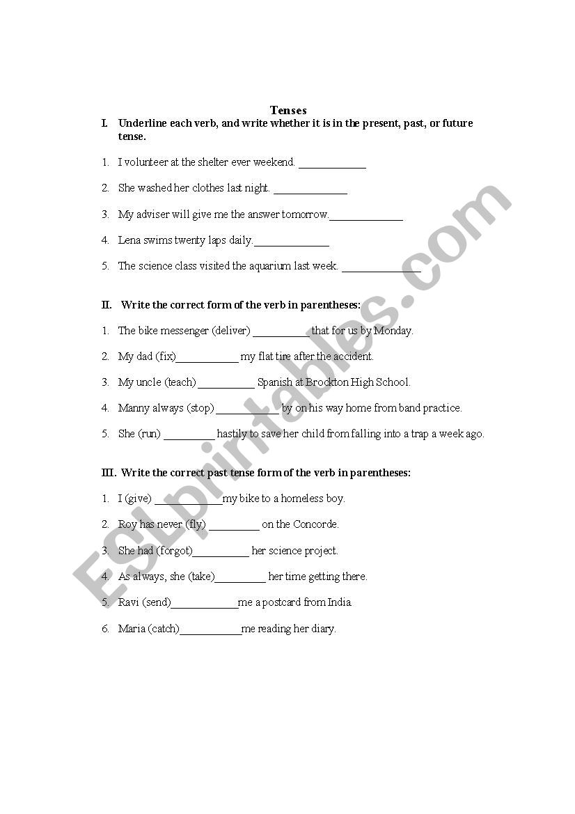 mixed Tenses worksheet