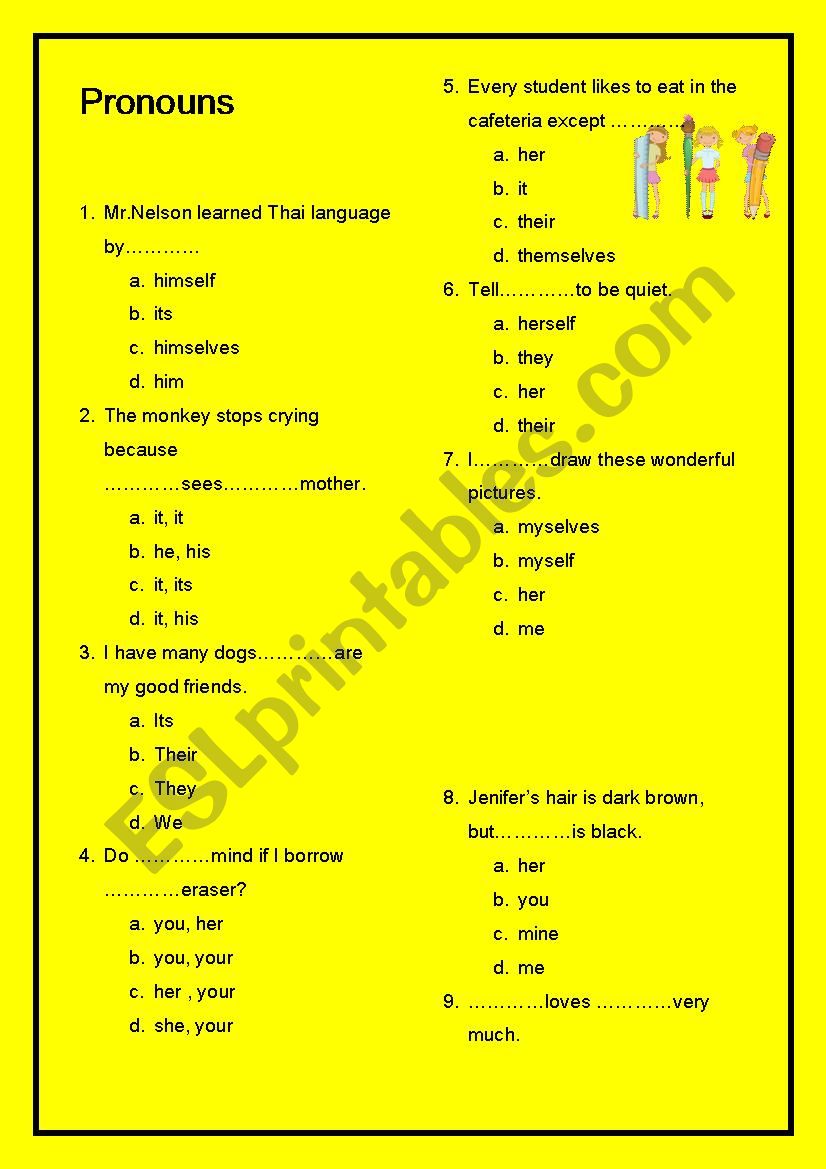 pronouns worksheet