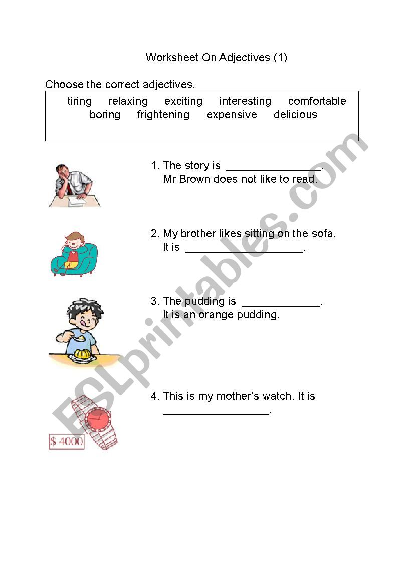 Adjectives worksheet