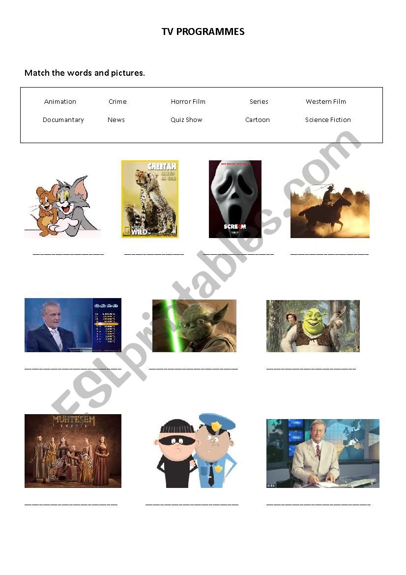 tv programmes worksheet