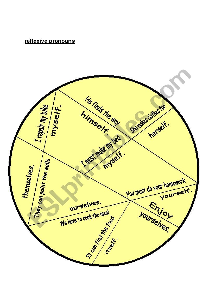 puzzle reflexive pronouns worksheet