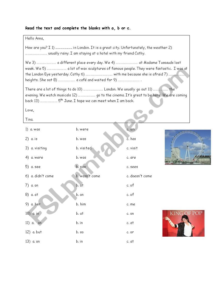 CLOZE TEST worksheet