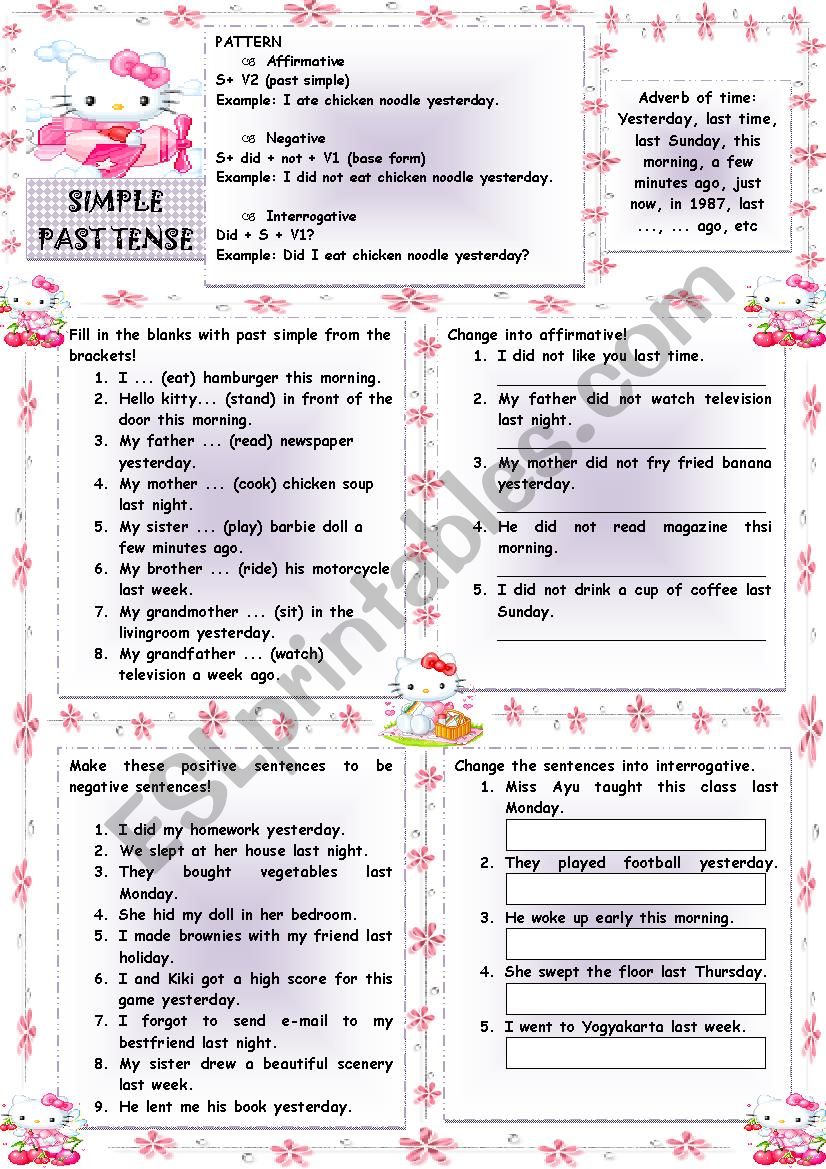 simple past tense worksheet