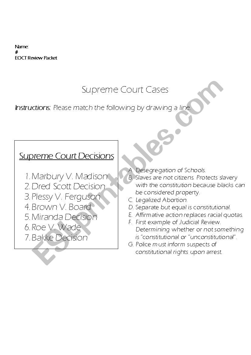 GPS EOCT Supreme Court Cases Review