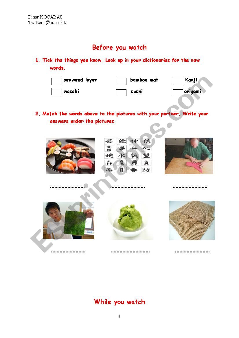 SELF-MADE VIDEO AND WORKSHEET worksheet