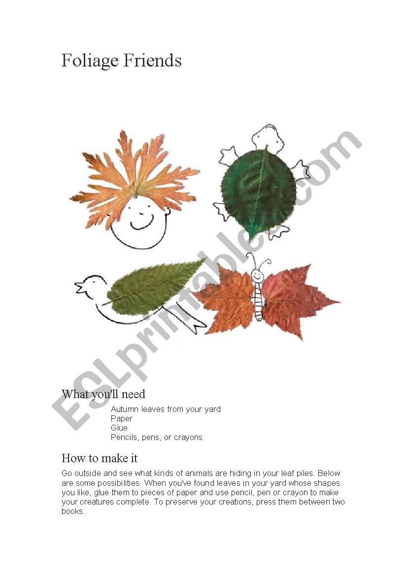 Foilage Friends Activity  worksheet