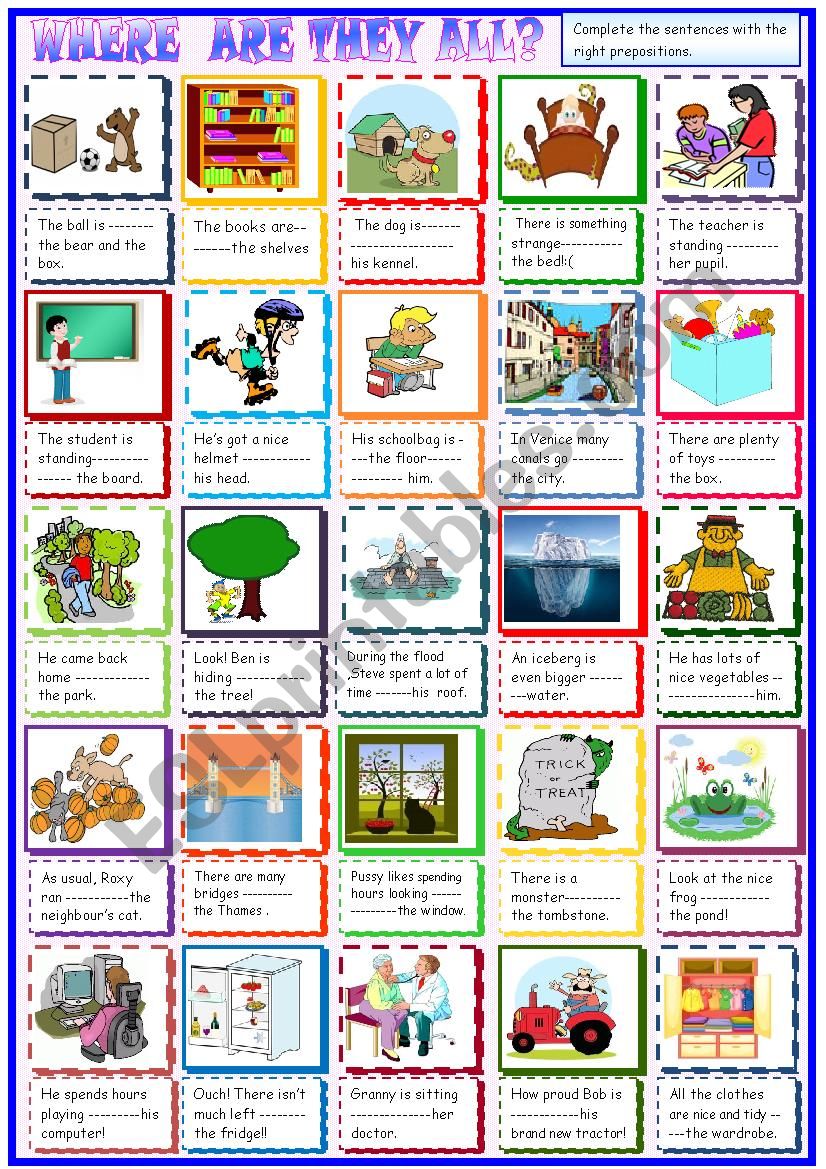 Prepositions of places worksheet