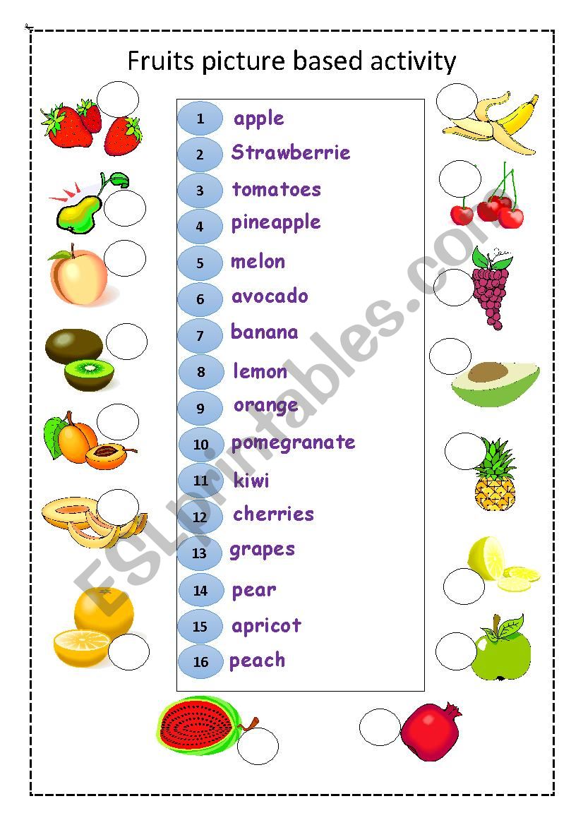 fruits : picture based activity