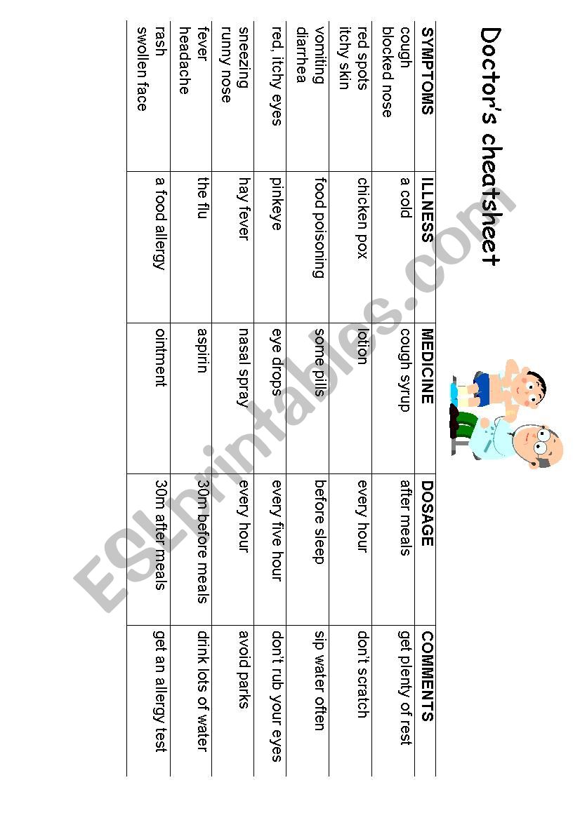 doctors sheet worksheet