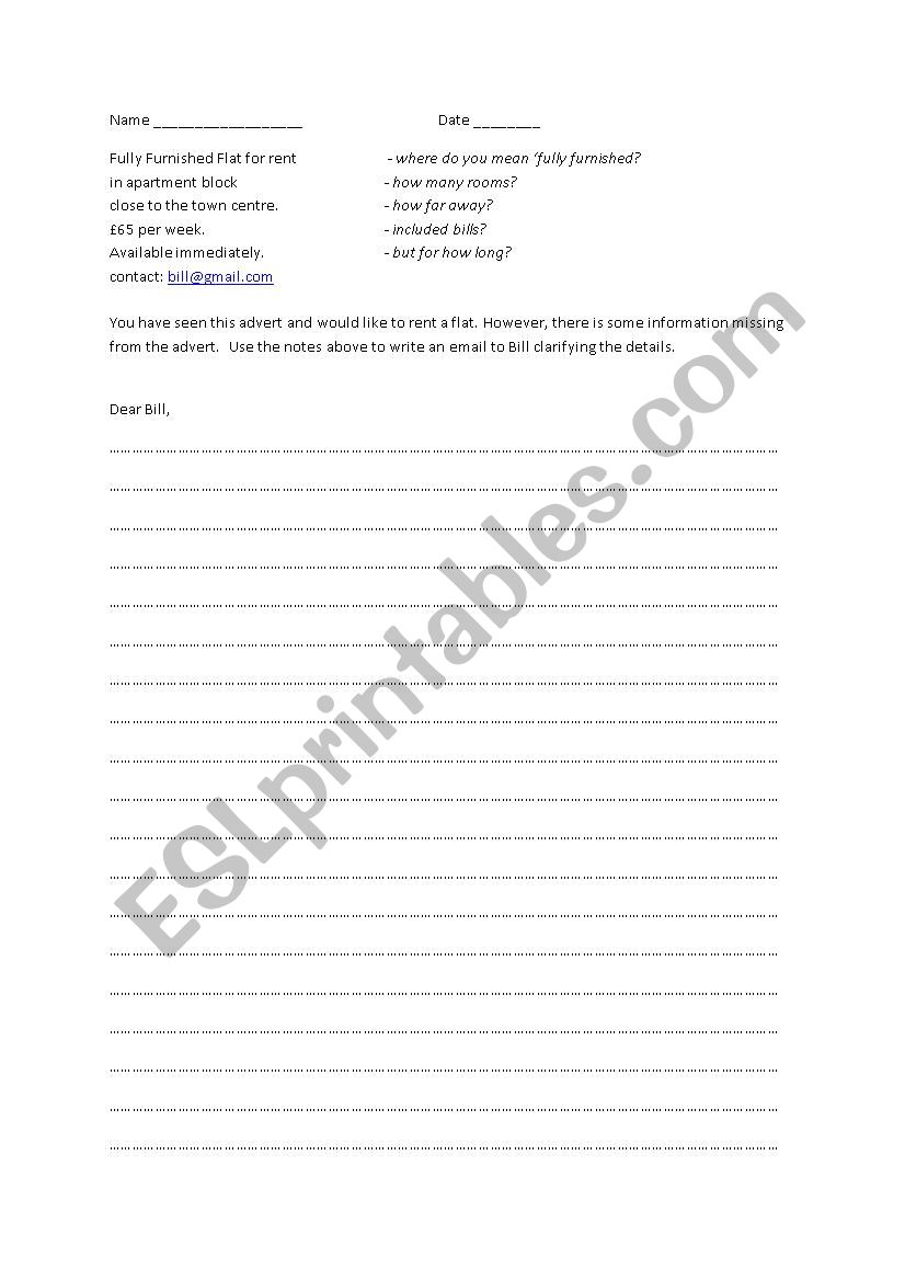 Transactional Letter  worksheet