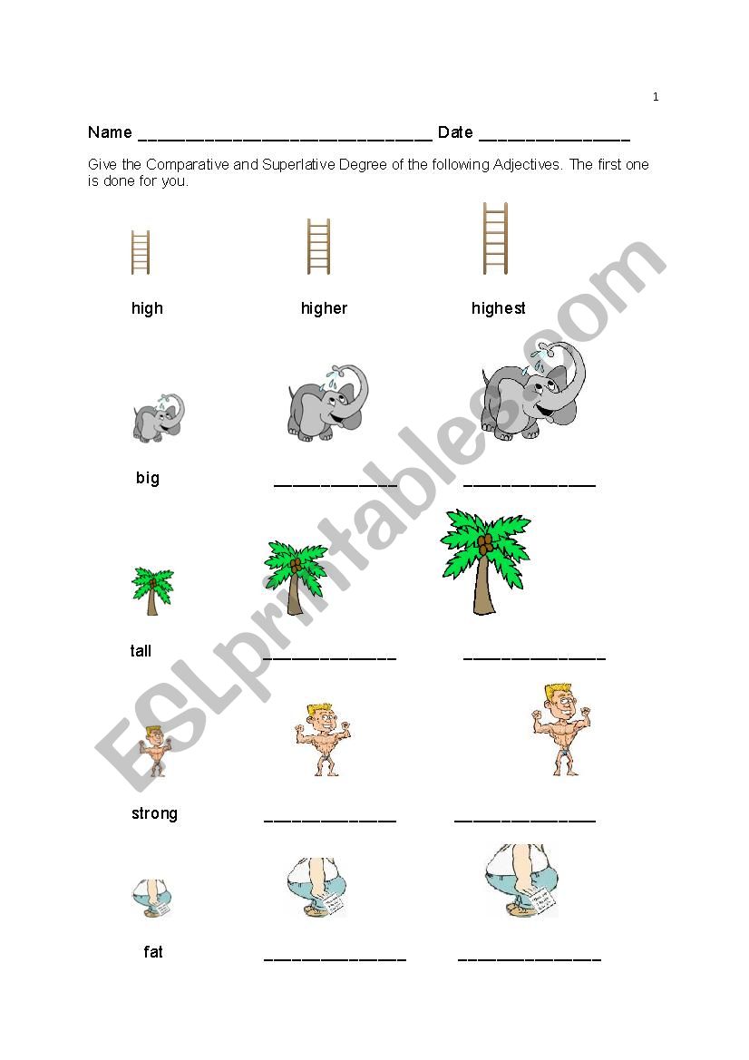 degrees of comparison worksheet