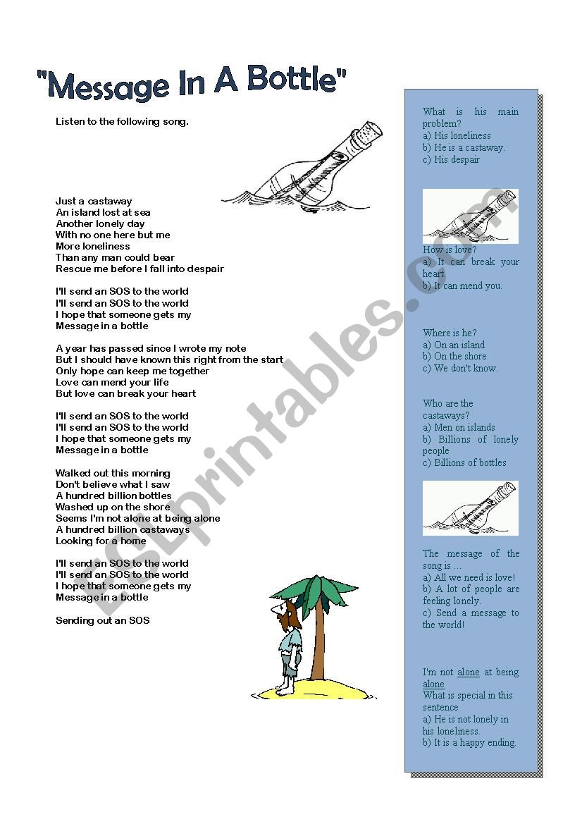 Send an S.O.S.- Police song worksheet