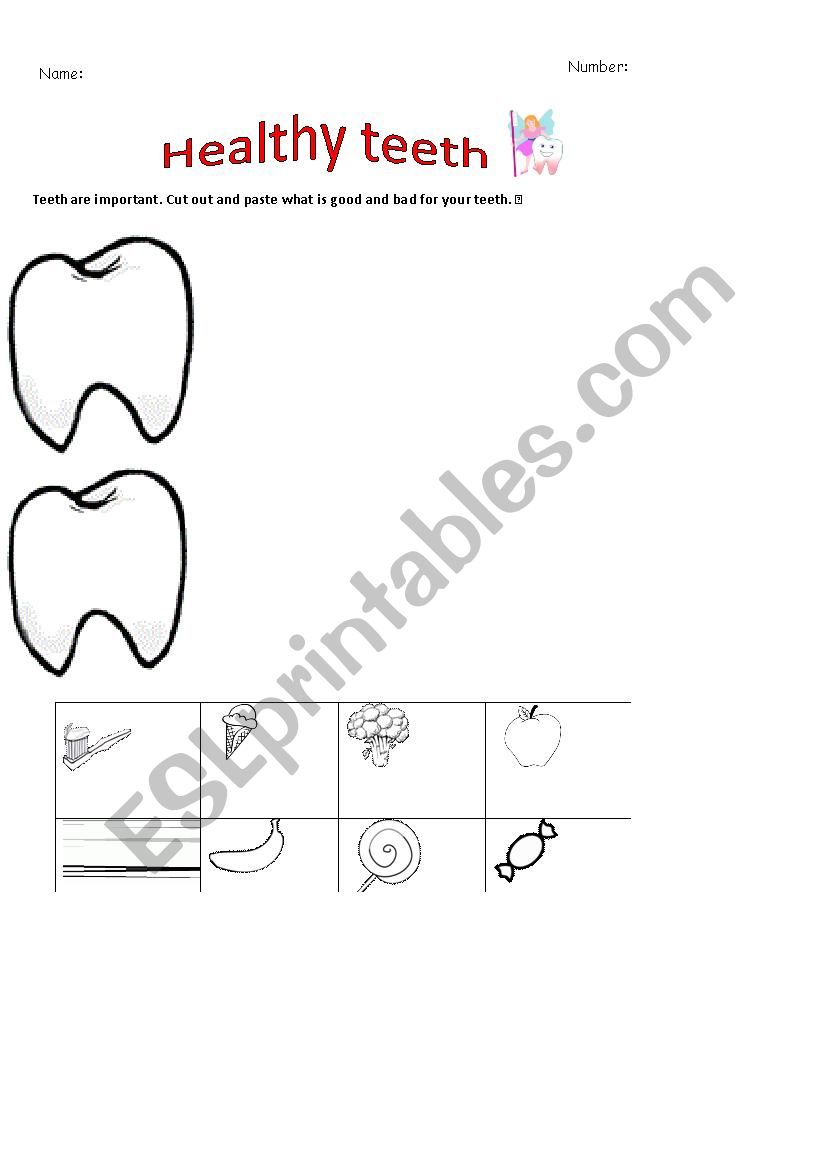 healthy teeth worksheet