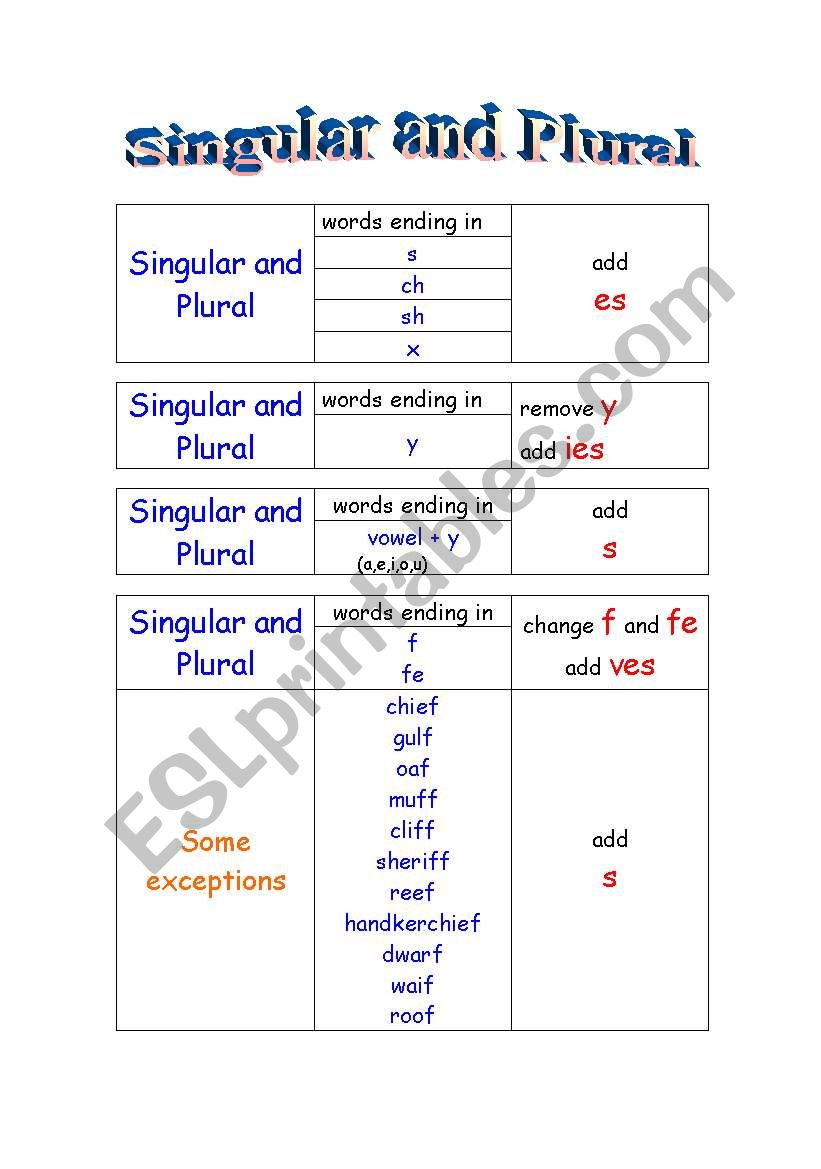 Singular and Plural worksheet