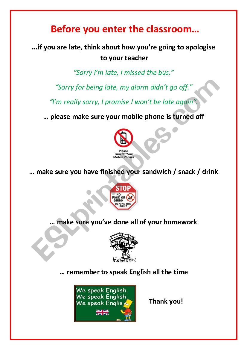Classroom rules 2  worksheet