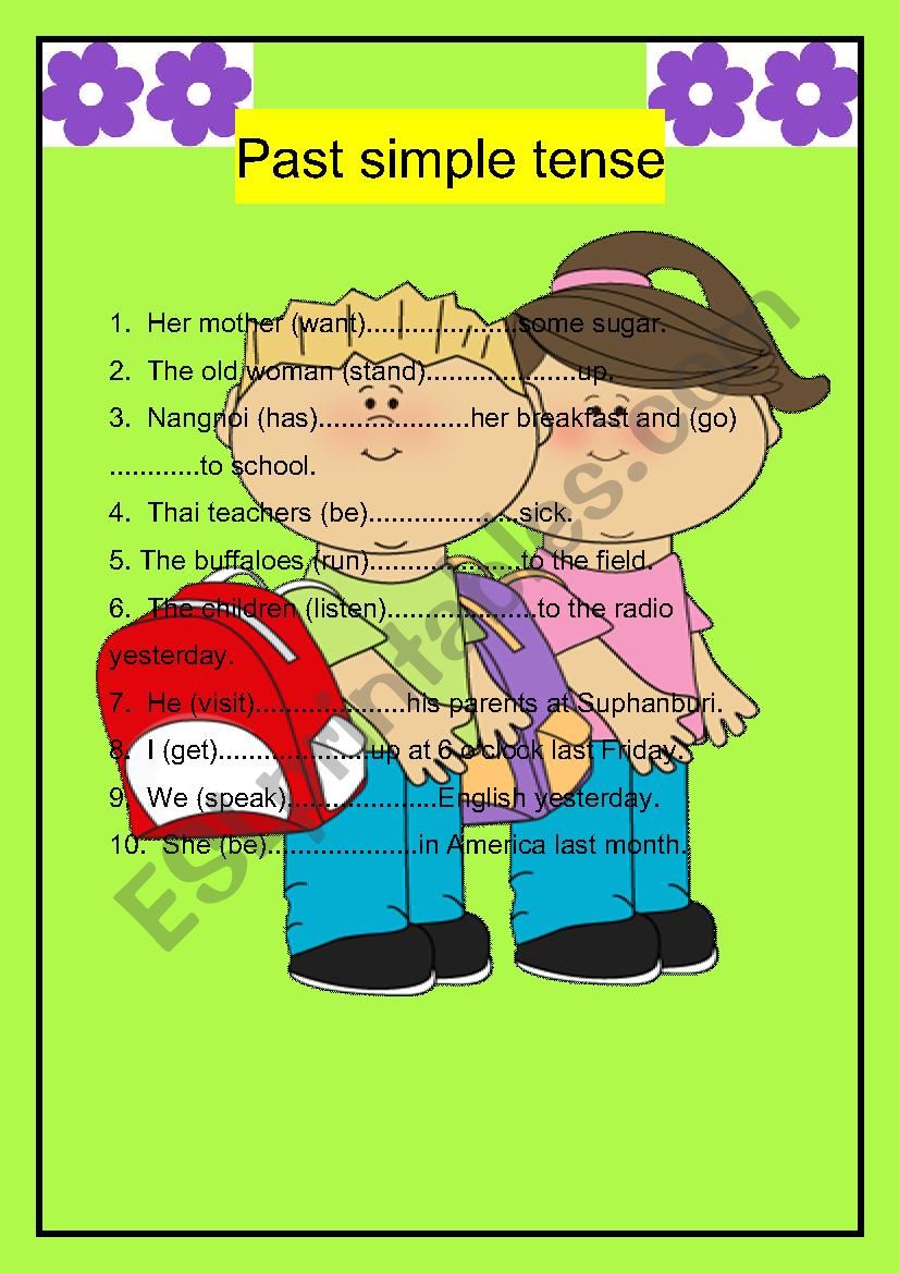 Past simple tense worksheet