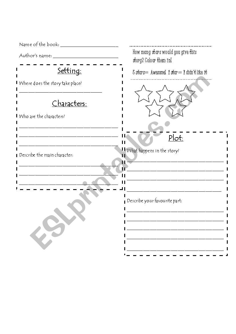 Book report worksheet