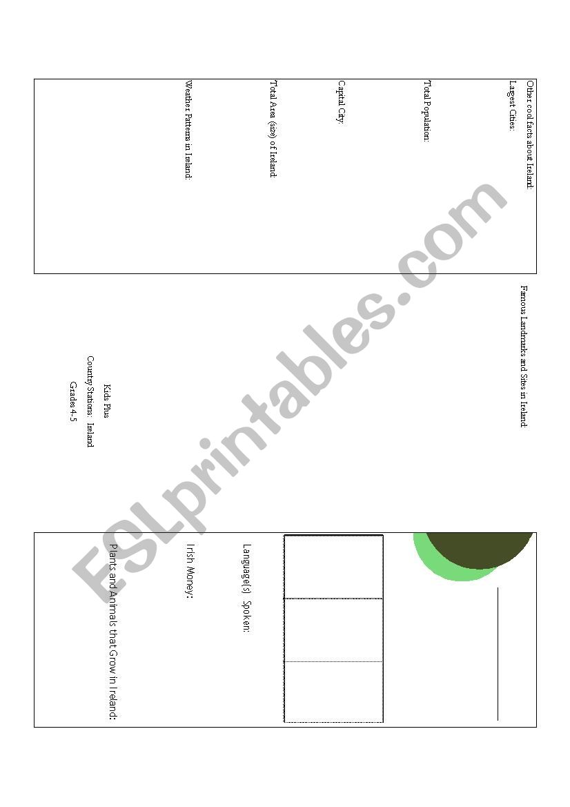 Ireland Brochure worksheet