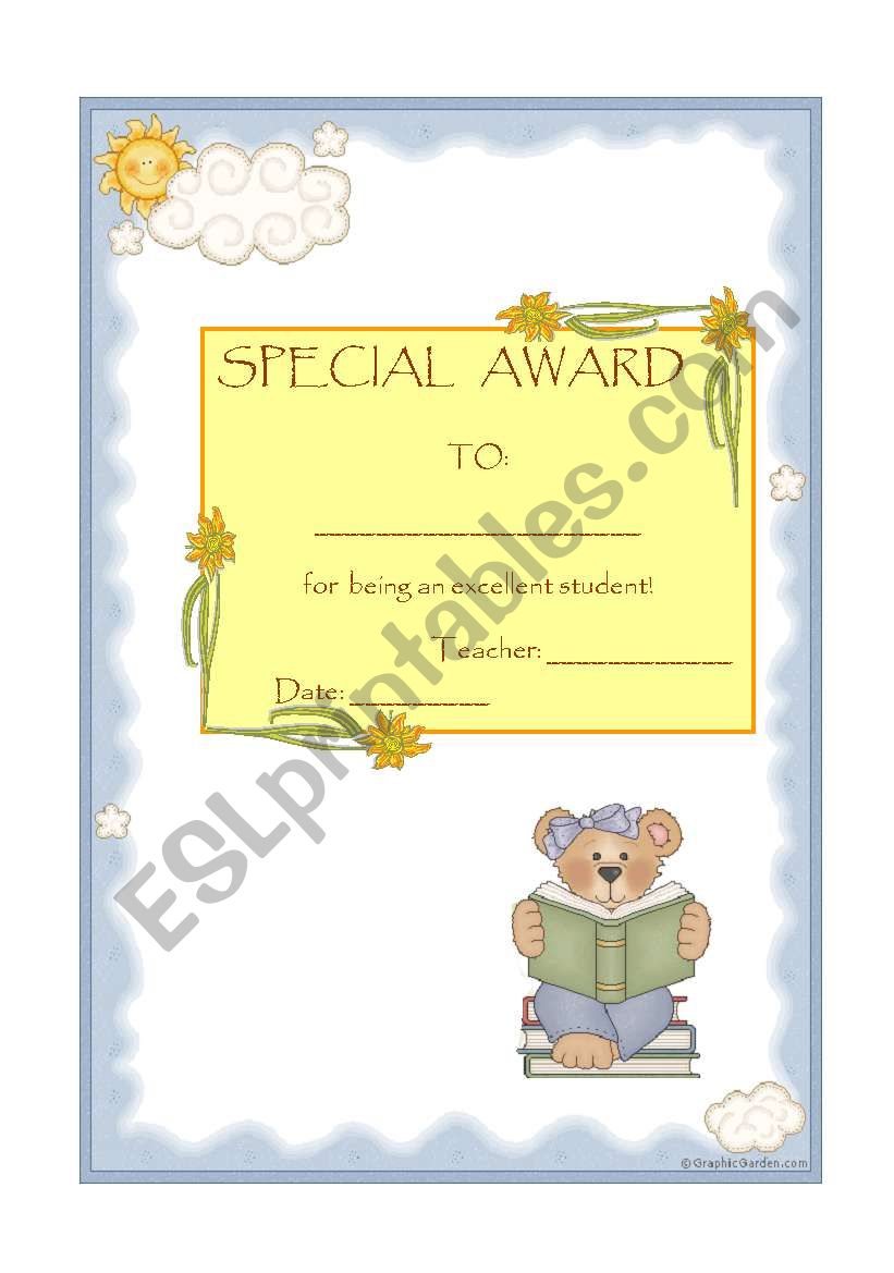 special award  for being an excellent student