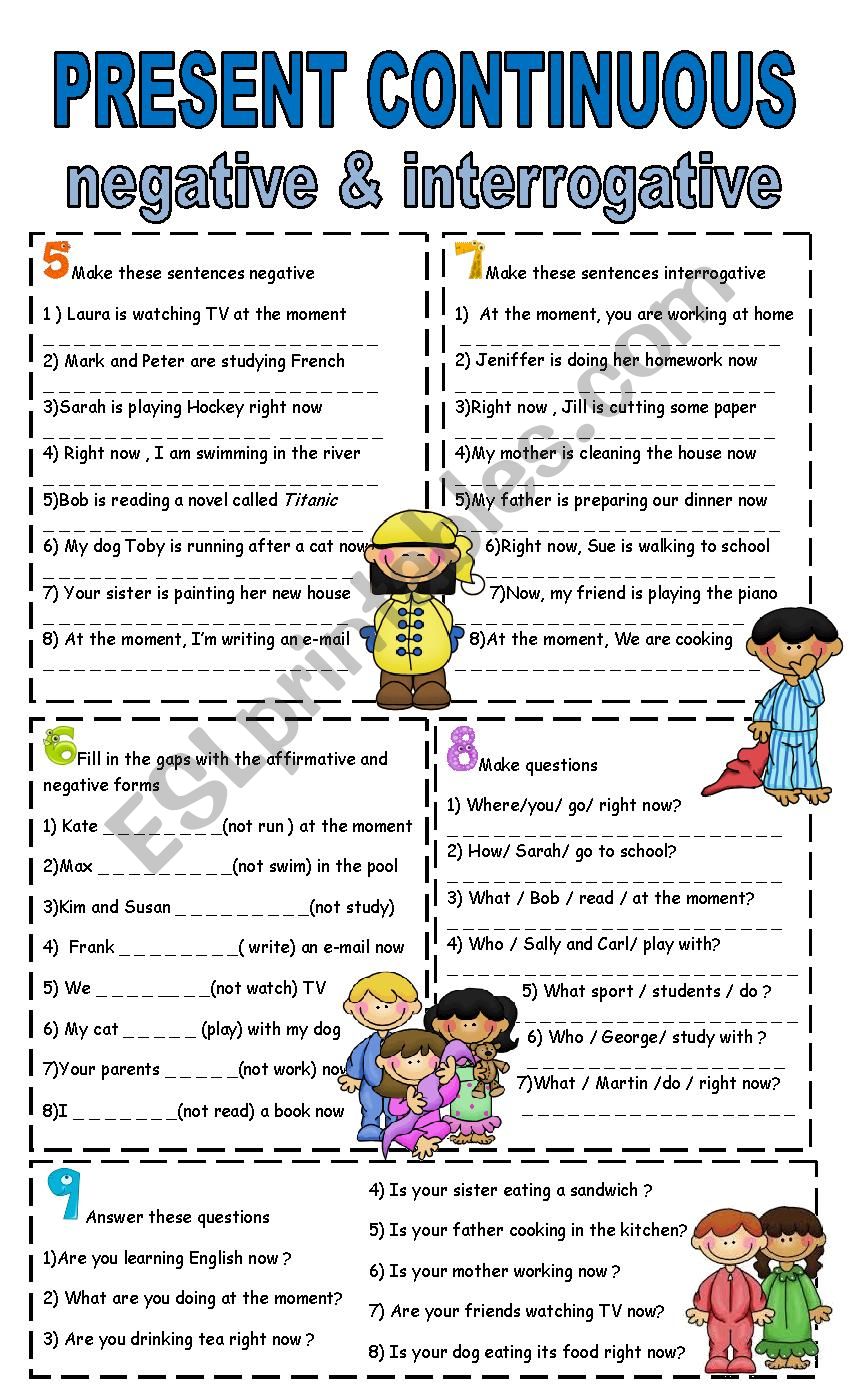 Present Continuous Negative And Interrogative ESL Worksheet By