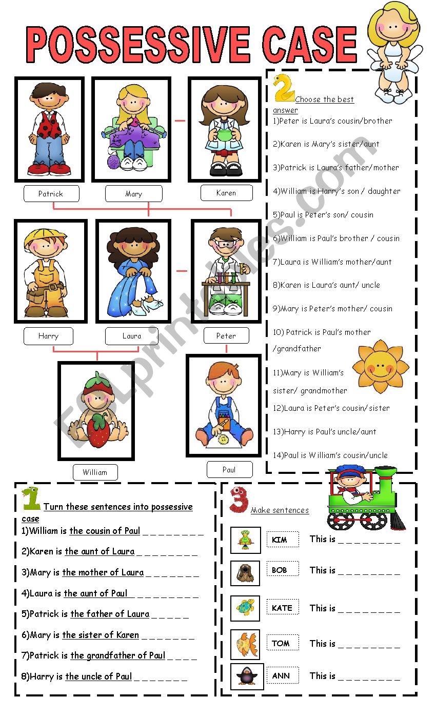 Possessive Case ESL Worksheet By Vampire girl 22