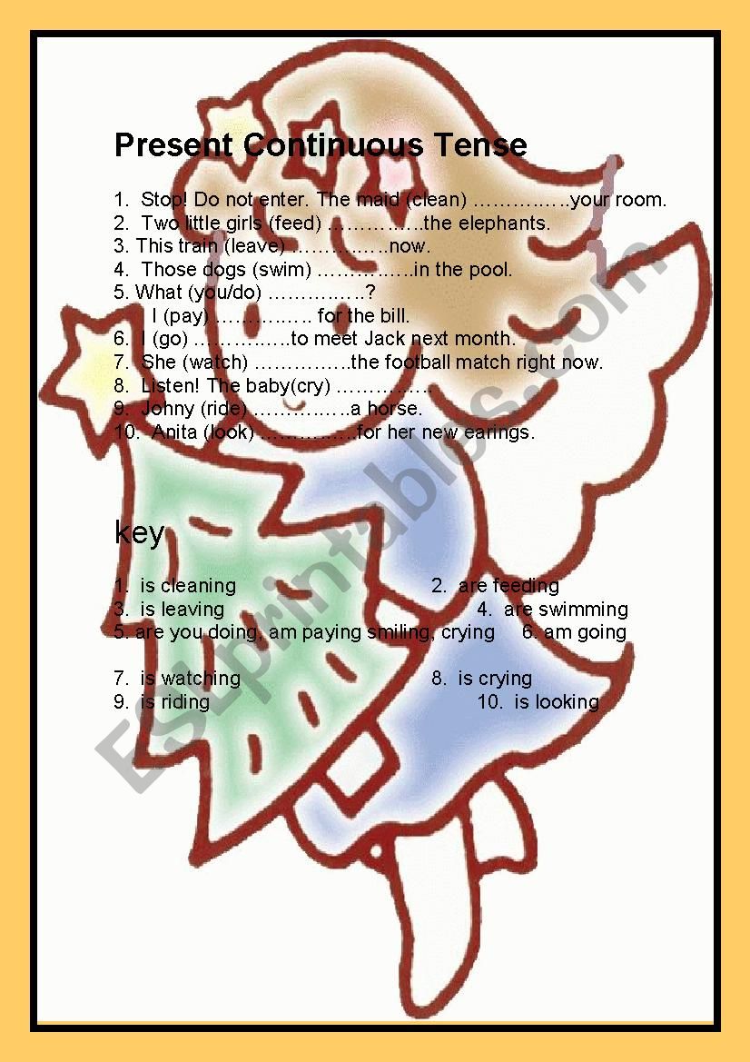 present  continuous worksheet