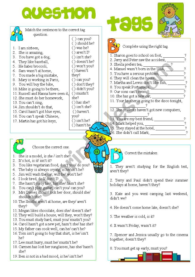 Tag Questions Review worksheet