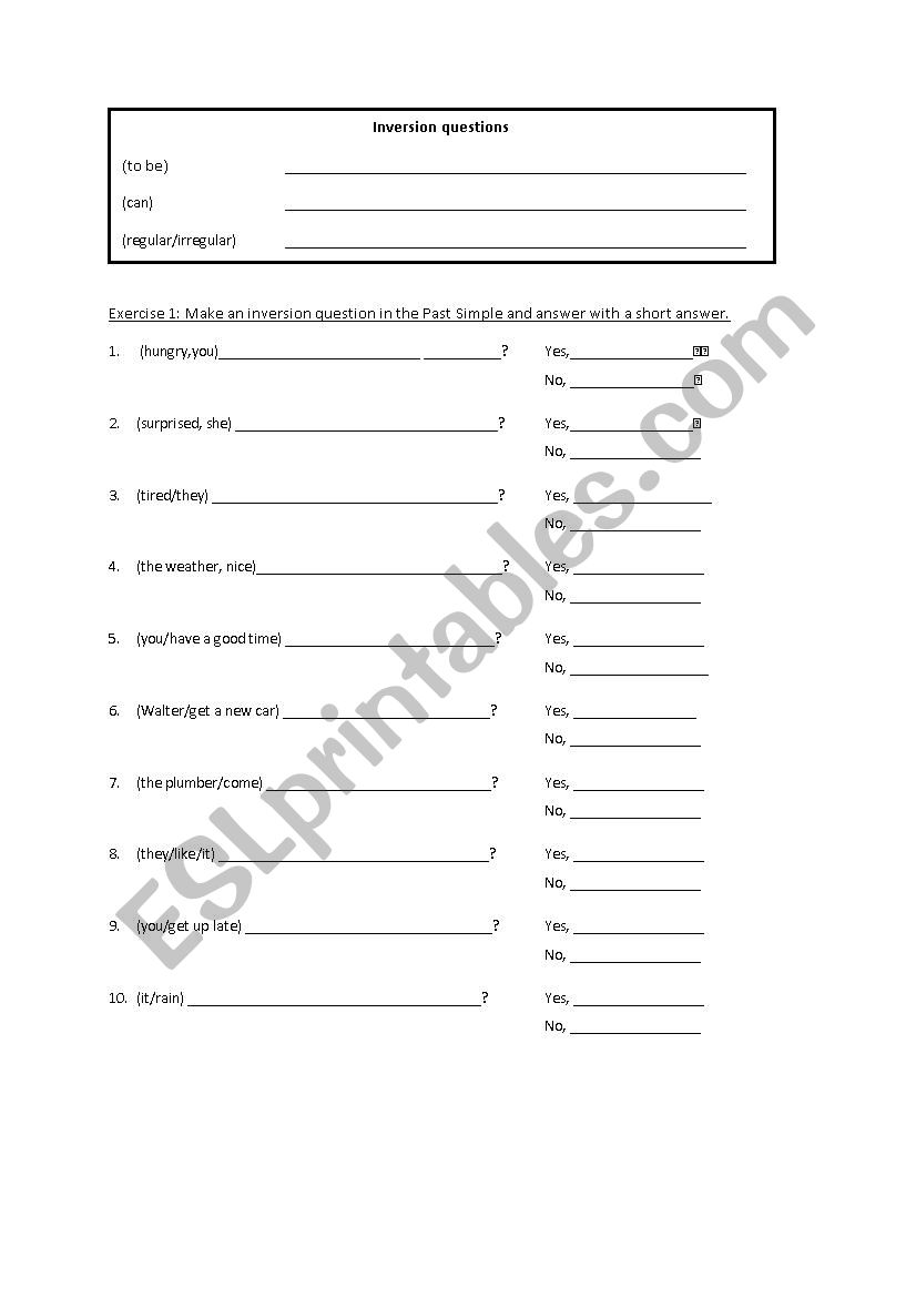 Question word questions worksheet