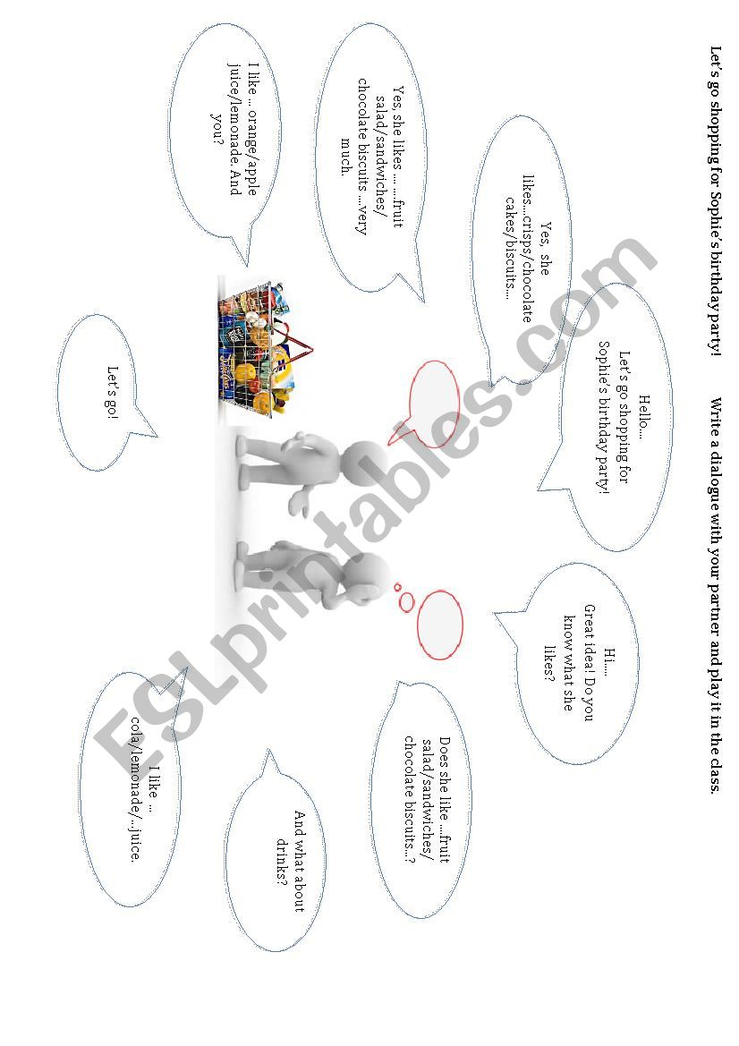LetÂ´s go shopping for birthday party. Dialogue