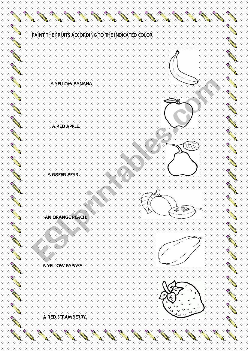 Fruits and colors worksheet