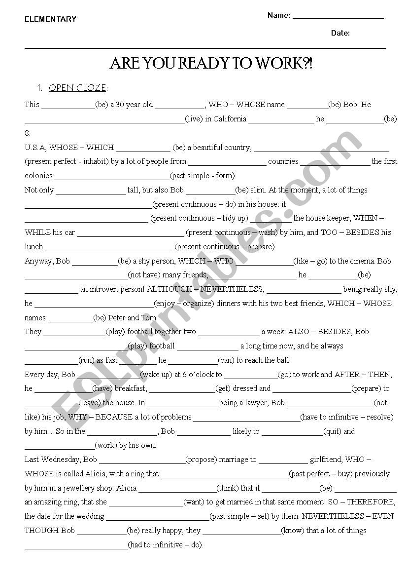 Mixed Tenses worksheet