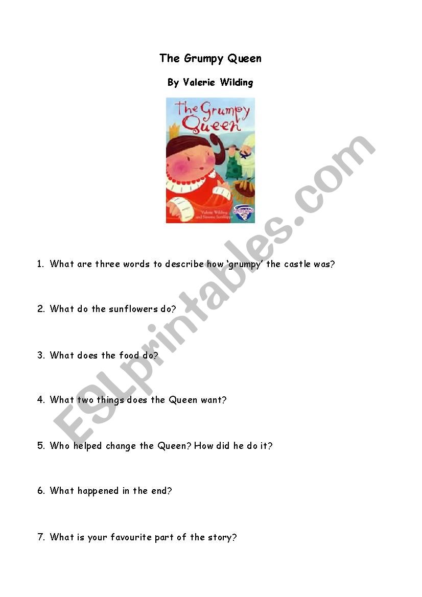 The Grumpy Queen worksheet