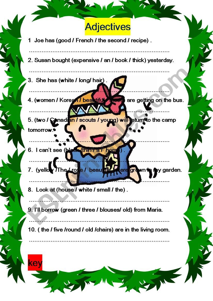 adjective worksheet