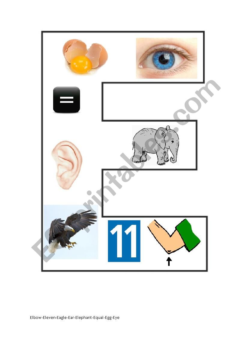 Alphabet E:puzzle game worksheet