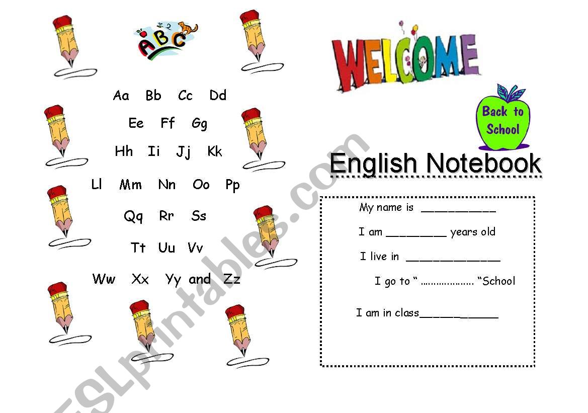 Notebook Cover worksheet