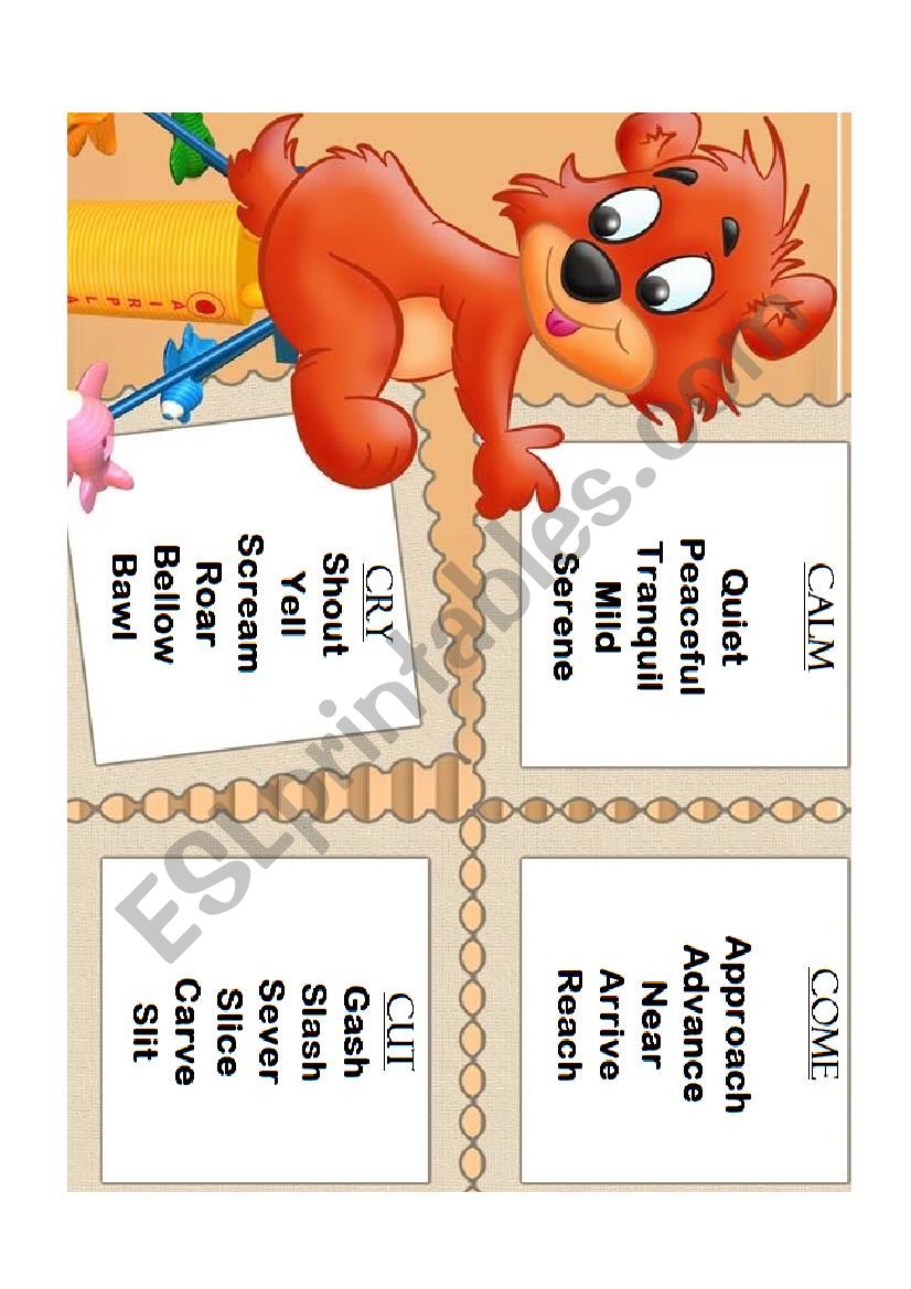 synonym c worksheet