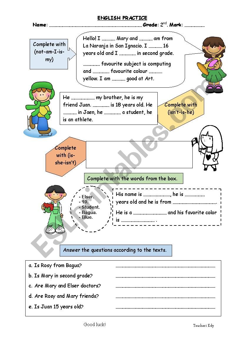 verb be - practice worksheet