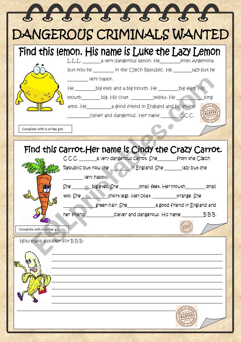 Dangerous criminals worksheet