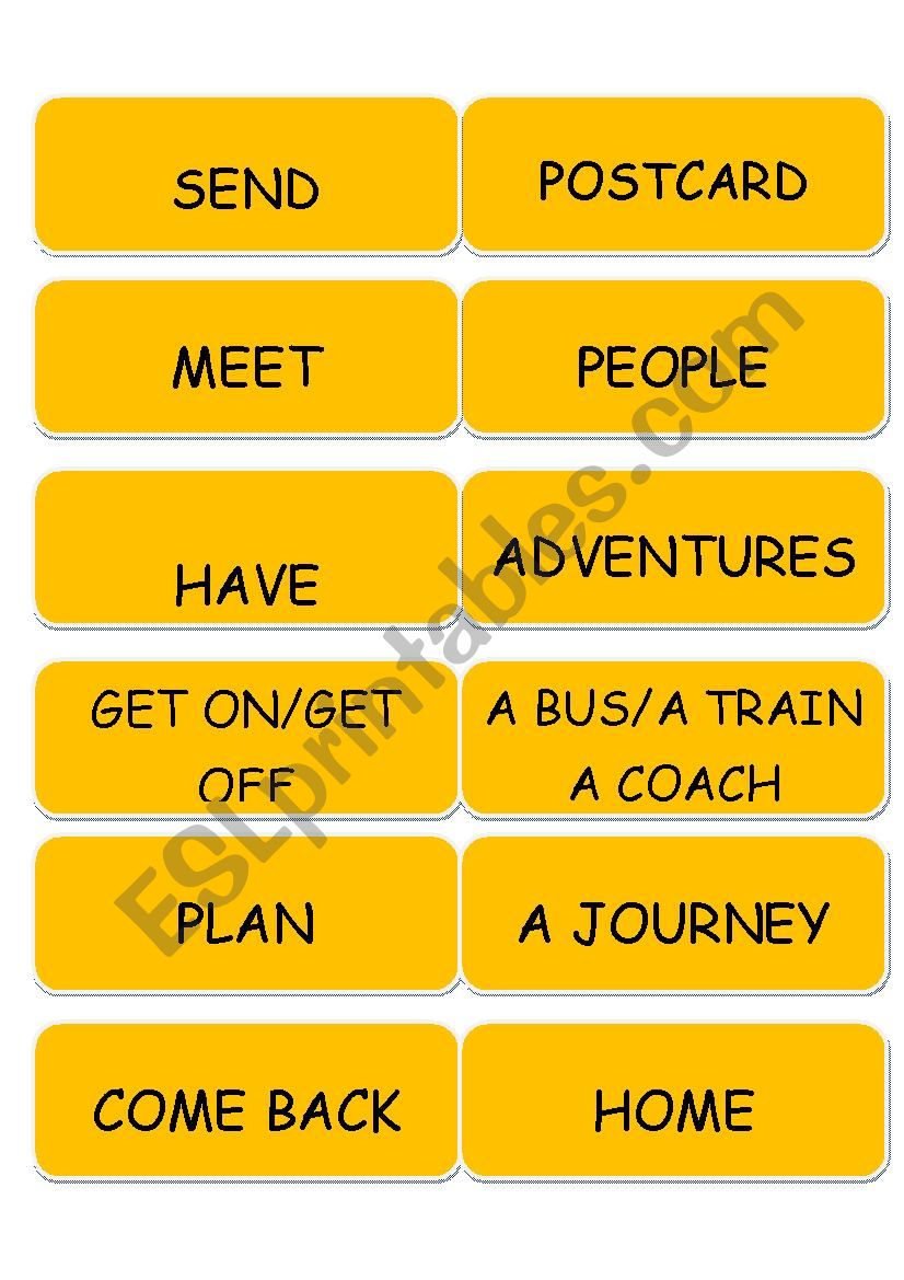 Travel vocabulary matching game